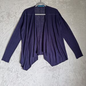 Tori Richard Womens Open Front 100% Linen Cardigan Purple Size Medium Lagenlook
